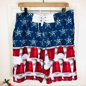 Carbon beer pong nautical star board shorts 32